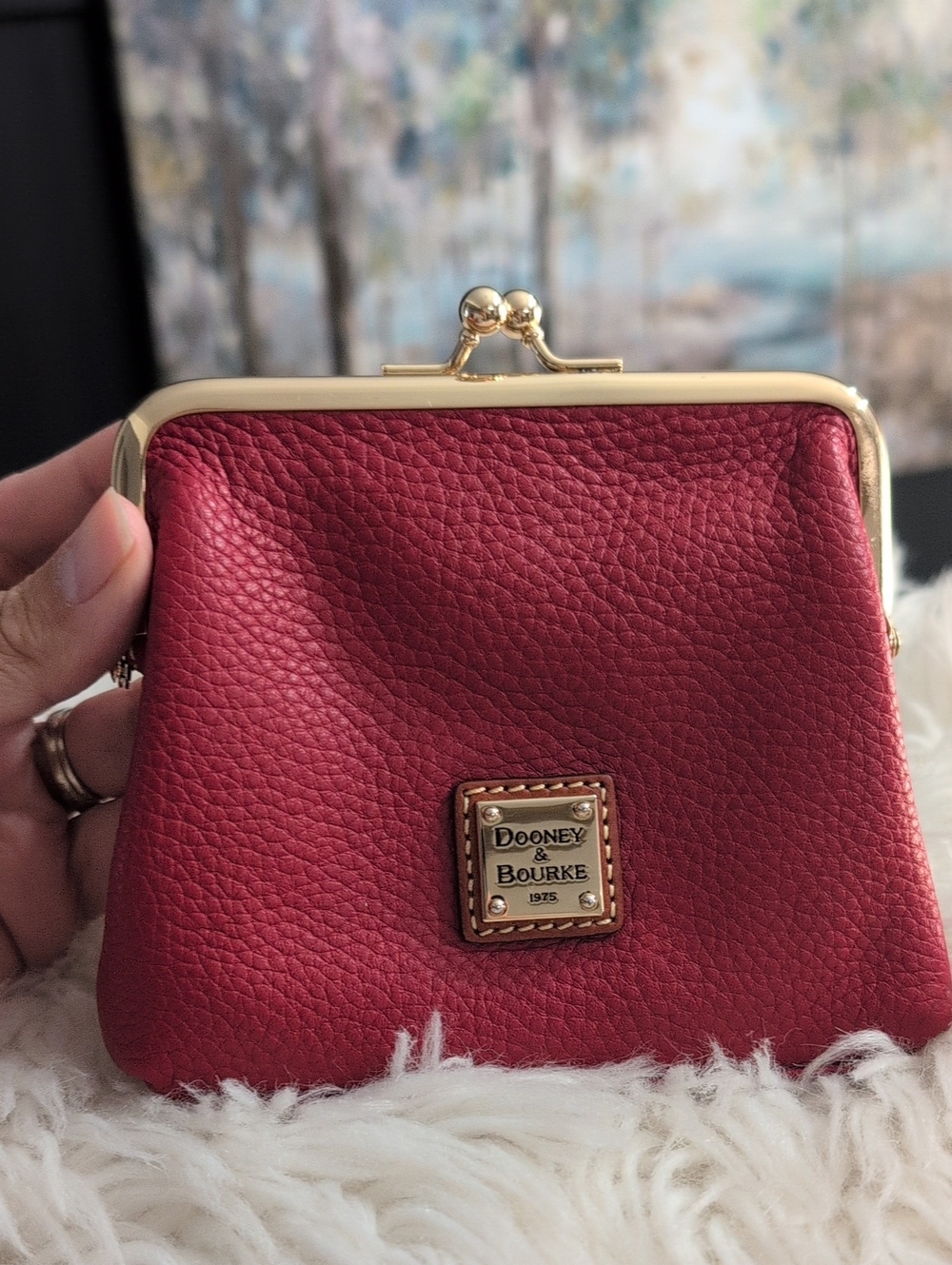 Dooney & Bourke Red Leather Kiss-Lock Wristlet